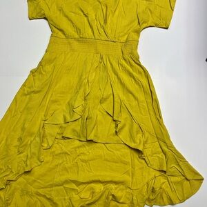 Cato Womens Yellow Ruffle Waist Dress